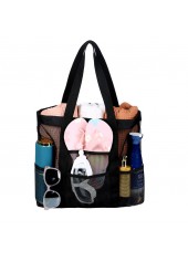 Open Design Mesh Detail Black Hand Bag