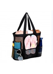 Open Design Mesh Detail Black Hand Bag