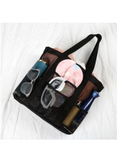 Open Design Mesh Detail Black Hand Bag