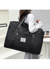 Black Zip Letter Print Hand Bag