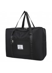 Black Zip Letter Print Hand Bag