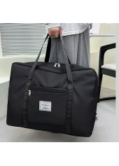 Black Zip Letter Print Hand Bag