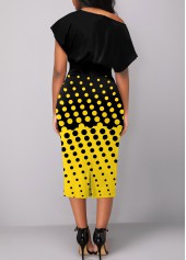 Polka Dot Round Neck Yellow Dress
