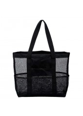 Black Color Mesh Detail Open Hand Bag