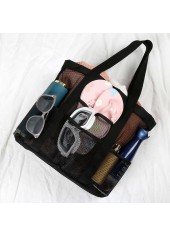 Black Color Mesh Detail Open Hand Bag