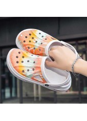 Tie Dye Print Round Toe White Sliders