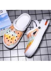 Tie Dye Print Round Toe White Sliders