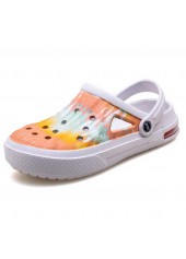Tie Dye Print Round Toe White Sliders
