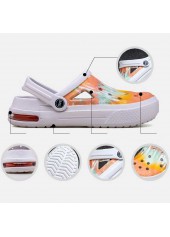 Tie Dye Print Round Toe White Sliders