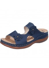 Open Toe Mid Heel Dark Blue Sliders