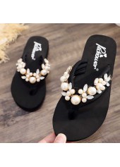 Toe Post Falt Black Flip Flops