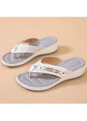 Toe Post Mid Heel White Slippers