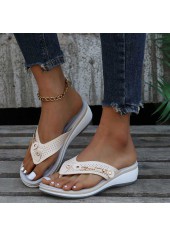 Toe Post Mid Heel White Slippers