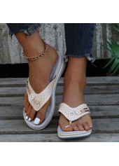 Toe Post Mid Heel White Slippers