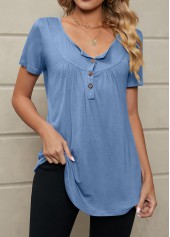 Dusty Blue Lightweigh Round Neck T Shirt
