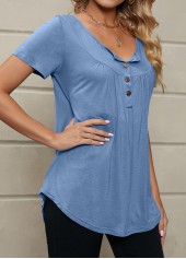 Dusty Blue Lightweigh Round Neck T Shirt