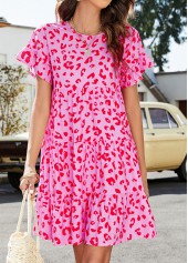 Leopard Lightweigh Pink A Line Dress
