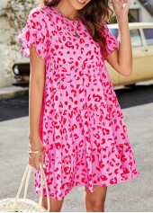 Leopard Lightweigh Pink A Line Dress
