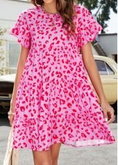 Leopard Lightweigh Pink A Line Dress