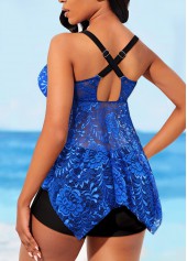 Lace Sky Blue V Neck Tankini Top-No Bottom