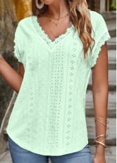 Mint Green V Neck Lace T Shirt