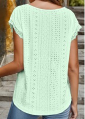 Mint Green V Neck Lace T Shirt