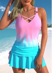 Ombre Criss Cross Multi Color Tankini Set