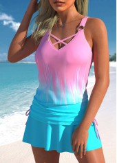 Ombre Criss Cross Multi Color Tankini Set