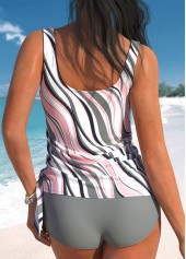 Striped Tie Dark Grey Tankini Top-No Bottom
