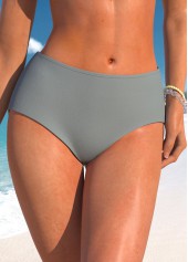 Mid Waisted Dark Grey Stretch Bikini Bottom