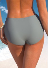 Mid Waisted Dark Grey Stretch Bikini Bottom