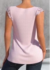 Light Pink V Neck Lace Tank Top