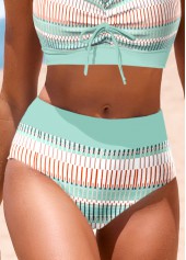 Geometric Print Criss Cross Mint Green Bikini Set