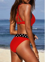 Polka Dot Criss Cross Red Bikini Set