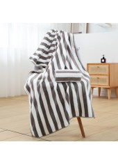 Striped Dark Grey Contrast Beach Blanket