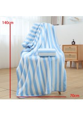 Striped Light Blue Contrast Beach Blanket