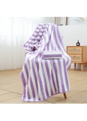 Striped Contrast Light Purple Beach Blanket
