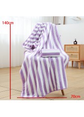 Striped Contrast Light Purple Beach Blanket