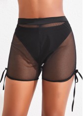 Drawstring High Waisted Black Beach Shorts