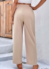 Light Coffee Drawastring High Waisted Bowknot Pants