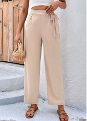 Light Coffee Drawastring High Waisted Bowknot Pants