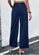 Navy Elastic Waist High Waisted Pants