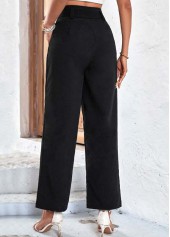 Bowknot Belted Black Drawastring High Waisted Pants