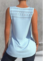 Light Blue V Neck Lace Tank Top