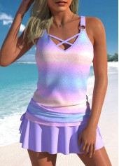 Ombre Criss Cross Light Purple Tankini Top-No Bottom