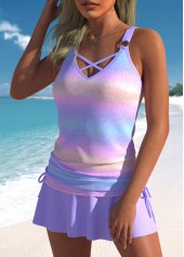 Ombre Criss Cross Light Purple Tankini Top-No Bottom