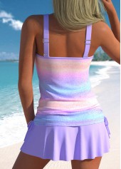 Ombre Criss Cross Light Purple Tankini Top-No Bottom