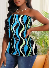 Neon Blue Bandeau Tribal Print Tank Top