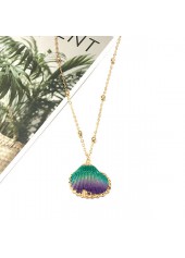 Shell Design Multi Color Metal Detail Necklace