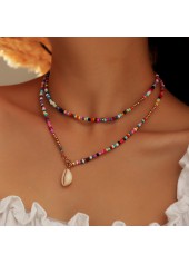 Multi Color Asymmetrical Plastic Detail Necklace